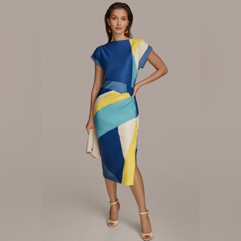 Donna Karen Sheath Color block Dress